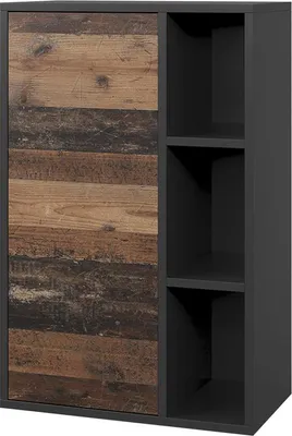 Produktbild von Hängeschrank Vicco Berno Schwarz/Oldstyle 50.1 x 78.4 cm mit 3 offenen Fächern, Model 57815