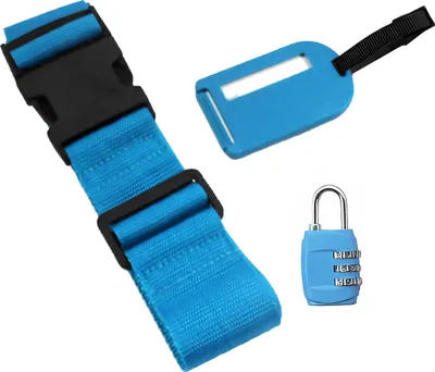 Produktbild von Reise-Set Koffergurt Zahlenschloss Gepäckanhänger Koffergürtel Kofferband Gepäckgurt Schloss Gepäckband Koffergürtel Kofferband 91 (Türkis)