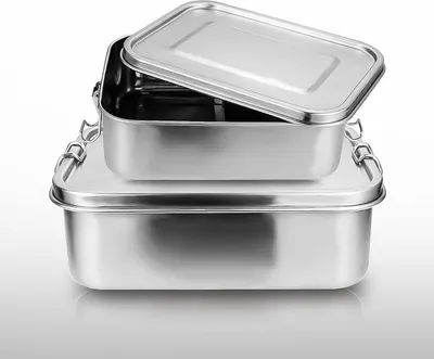 Produktbild von Lospitch 1200ml+1400ml Brotdose Metall Brotdose Thermobehälter Lunchbox BPA frei Edelstahl