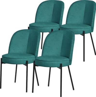 Produktbild von ML-Design Esszimmerstühle 4er Set Petrol Küchenstühle aus Polyester mit Metallbeinen Wohnzimmerstühl mit Rückenlehne Polsterstühle für Esszimmer Küche