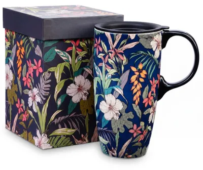 Zdjęcie produktu dla Omgoods - Duża ceramiczna kubek z pokrywką - idealna do kawy i herbaty