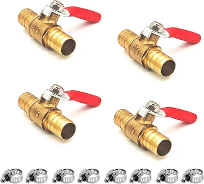 Imagen del producto de Válvulas de esfera de latón, de 12 mm, con cierre, lote de 4 unidades, para gas, aire y combustible