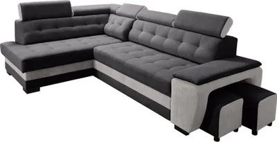Produktbild von Robin Grand Ecksofa mit Schlaffunktion Bettkasten Kopfstützen 277x180x86 Silber Links