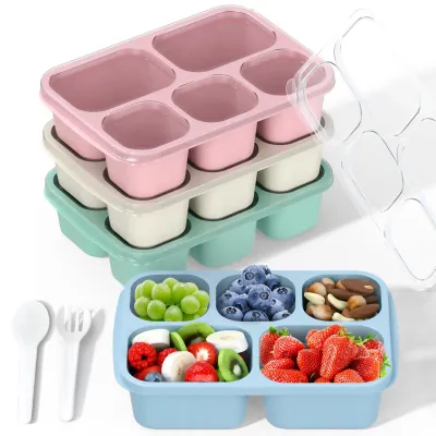 Immagine prodotto di 4 contenitori per snack Bento con 4 scomparti, ideali per la preparazione dei pasti