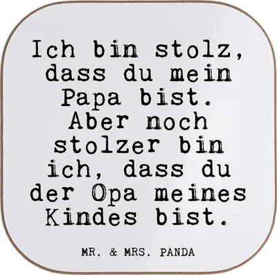 Produktbild von Mr. & Mrs. Panda Untersetzer für Gläser Ich bin stolz, dass... - Weiß - Geschenk, Opa, stolz, Enkel Geburt, schöner Spruch, Coaster, gläseruntersetzer, Sprüche, Großvater