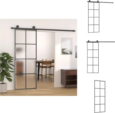 Immagine prodotto di vidaXL Porta scorrevole con ferramenta 76x205 cm ESG vetro e alluminio - Porte d'ingresso