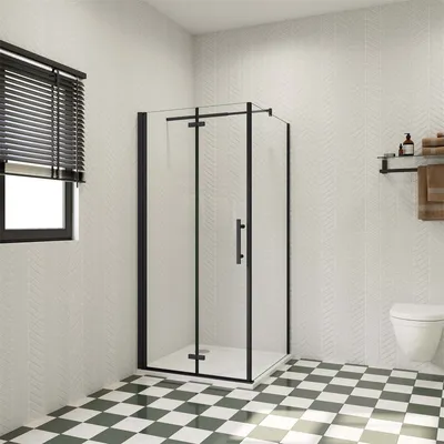 Produktbild von 110x80cm 185cm 6mm Duschkabine ESG Duschtür Eckdusche Falttür mit Seienwand