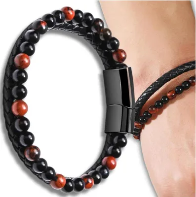 Image de Camerazar Bracelet homme avec perles en pierre