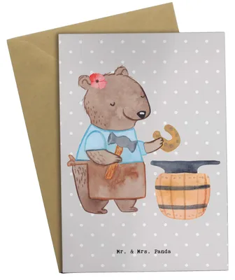 Produktbild von Mr. & Mrs. Panda Grußkarte Schmiedin Herz - Grau Pastell - Geschenk, glückwunschkarten, weihnachtskarten, Grußkarten, hochzeitskarten, osterkarte, einladungskarten
