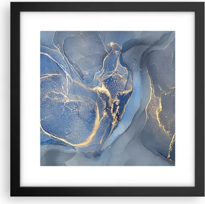 Produktbild von Gerahmtes Poster - Schwarzer Rahmen - Gold Blau Farbe - 30x30 cm - Wand Bild - Wanddeko - Wandbilder - Kunstposter - Wandposter - Bilderrahmen - Bilder - Kunstdruck - Wanddekoration - P2BAC30x30-5029