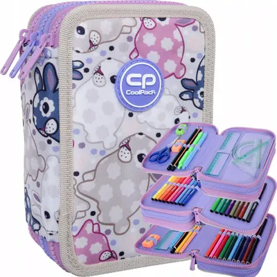 Zdjęcie produktu dla Piórnik 3-komorowy z wyposażeniem Coolpack Jumper 3 White Bunny