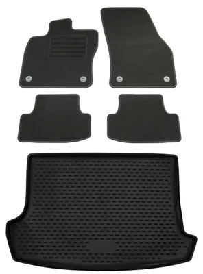 Produktbild von Gummi-Kofferraumwanne + Fußmatten Set für VW T-Roc, Bj. 11/2017-
