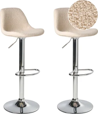 Produktbild von BELIANI Barstuhl 2er Set hellbeige Bouclé-Polsterung und silberne Beine drehbar höhenverstellbar modern