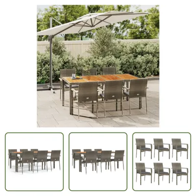 Produktbild von The Living Store 7-tlg. Garten-Essgruppe mit Kissen Grau Poly Rattan