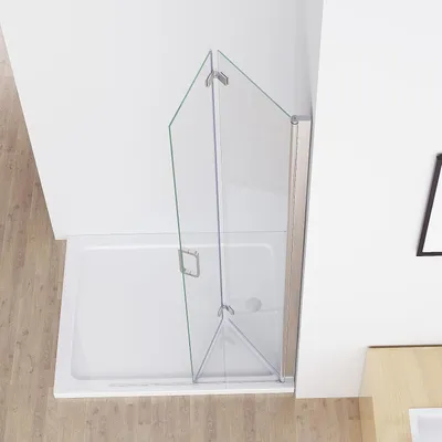 Produktbild von MIQU Nischentür 120 x 185 cm Walk in Duschabtrennung Faltbar Duschwand für Dusche Pendeltür Falttür Duschtür NANO ESG Glas Rahmenlos duschtrennwand