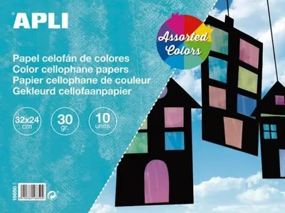 Image de Feuille de cellophane 32 x 24 cm - bloc de 10 feuilles, mélange de couleurs