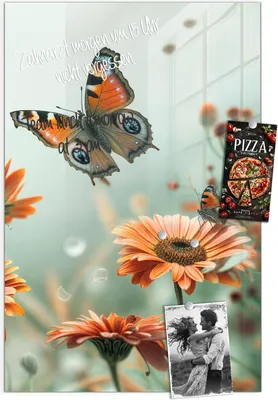 Produktbild von Magnettafel 40x60cm Pinnwand Whiteboard beschreibbar - Schmetterling Wiese