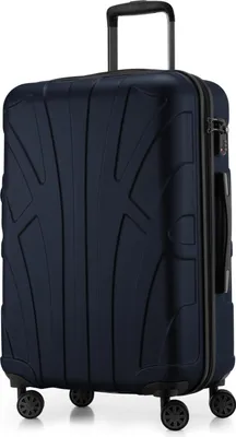 Image de Suitline - Valise rigide de taille moyenne avec joint d'expansion Check-In Bagages Trolley extensible Valise à roulettes Valise de voyage, taille M, 4 roulettes, TSA, 66 cm, 100% ABS,Bleu foncé