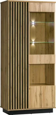 Produktbild von Furniture24 Vitrine Lamelo LA3 Schrank 2 türiger Wohnzimmerschrank Wotan Eiche Vitrinenschrank