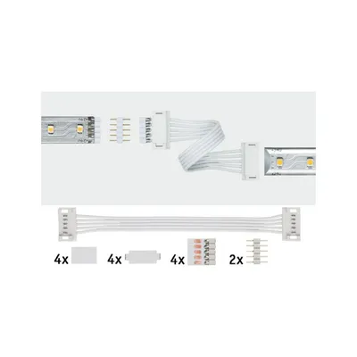 A product image showing LED strip connectors and accessories.