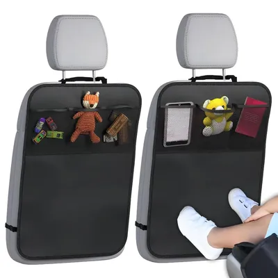 Immagine prodotto di 2 coprisedili posteriori per auto, adatti ai bambini, impermeabili e con tasche organizer, realizzati in tessuto Oxford, dimensioni 60x45 cm