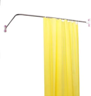Produktbild von Famanu L-förmige Duschvorhangstange ohne Bohren - verstellbar 118-180 cm, Edelstahl