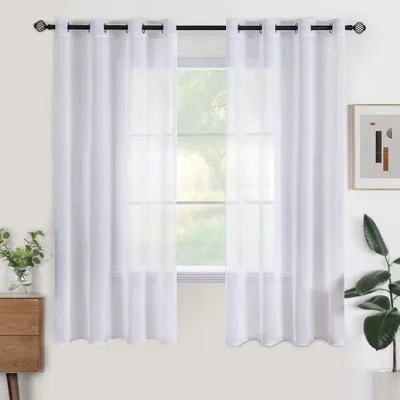 Image de Ensemble de 2 rideaux d'intérieur transparents avec œillets