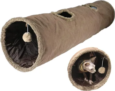 Produktbild von Tiertunnel Faltbarer Katzentunnel mit Spielball, Rascheltunnel Für Katzen WildKunstleder, für Katzen, Kaninchen, Welpen und andere kleine Haustiere