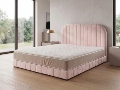 Produktbild von Polsterbett  LEON 3 mit Kopfteil, modernes gepolstertes Bett in 200 x 200 cm Farbe: Beige