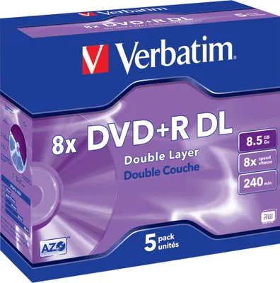 Produktbild von VERBATIM 43541 Double Layer Silber Surface DVD+R 8X Rohling