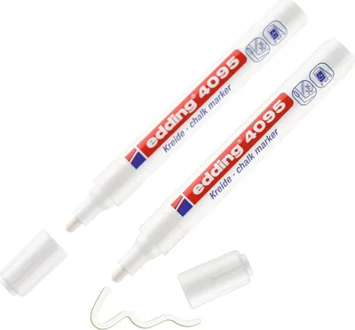Produktbild von 2 x Edding Kreidemarker 4095 Kreidestift Fenster Sprühkreide, weiß, 2-3 mm