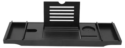 Image de Étagère de bain - Étagère de bain extensible - Bambou - Autoportante - Rectangulaire - Noire