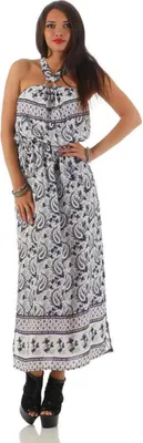 Produktbild von Damen Maxi Neckholder Kleid Sommerkleid; Ecru S/M