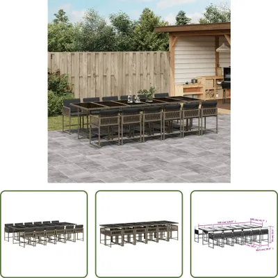 Produktbild von The Living Store 13-tlg. Garten-Essgruppe mit Kissen Grau Poly Rattan