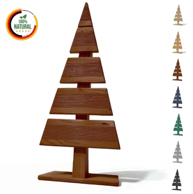 Immagine prodotto di Floranica Albero di Natale in legno naturale 60x27cm Marrone Decorazione natalizia per interni ed esterni albero in legno di larice fatto a mano