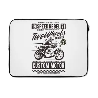 Produktbild von MuchoWow® Laptop Hülle 14 ZollMotorrad - Mann - Helm - Vintage Laptoptasche - Laptoptasche - Stoßsicher - Schutzhaube