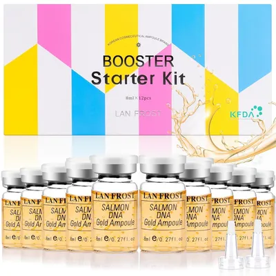 Produktbild von Facial Glow Starter Kit Serum Hyaluronsäure Essenz Hautpflege 8ml 12 Stück Gold