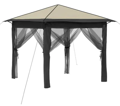 Obrázok produktu pre vidaXL Pavilón s 4 bočnými stenami, 2,6 x 2,6 m, krémová a antracitová farba