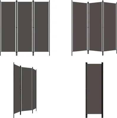 Zdjęcie produktu dla vidaXL 3-częściowy rozdzielacz do pokoju antracyt 150x180 cm - Rozdzielacz do pokoju - Rozdzielacz do pokoju - Rozkładany rozdzielacz do pokoju - Rozkładany rozdzielacz do pokoju