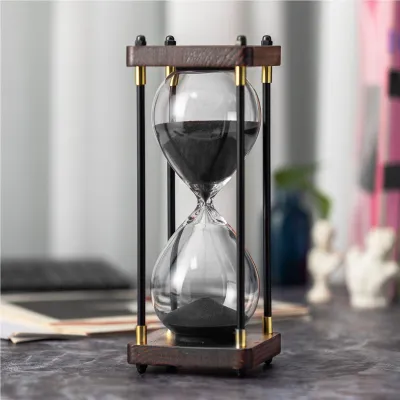 Produktbild von Zanduhren-Timer, 60 Minuten, Metall und Holz, Schwarz