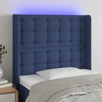 Produktbild von The Living Store LED Kopfteil Blau 83x16x118/128 cm Stoff