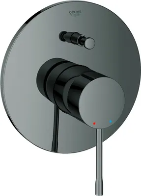 A close-up studio shot of a modern bathroom faucet.