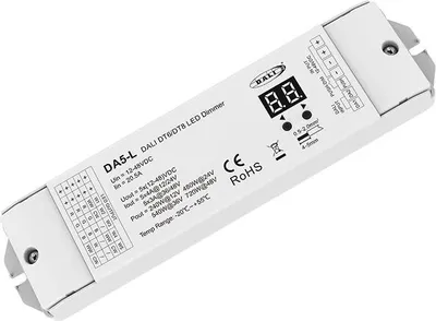 Produktbild von DA5-L 5-Kanal DALI LED-Dimmer – 12–48 V DC, DT6 und DT8, Konstantspannung für Farbsteuerung