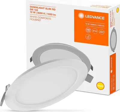 Produktbild von LEDVANCE DL SLIM DN 155 12 W 3000 K WT, 1 Glühbirne(n), 3000 K, 1020 lm, IP20, Weiß