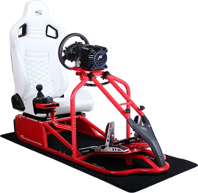 Produktbild von SIM Racing Cockpit Seat Pro Sim Rig ROT | Gaming Simulator Cockpit | Rennsimulator Lenkradständer Leder Optik Weiß