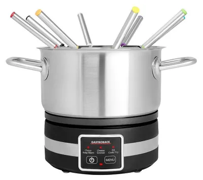 Produktbild von Gastroback Fondue Multicook 4-in-1 & Kochplatte, 8 Person(en), 1,8 l, Schwarz, Edelstahl, Rund, 1,5 m, 210 °C