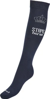 Produktbild von Busse Socken DESIGN, Stapp Horse® navy/silber Kniestrümpfe mit Strass Krone, Busse_17_Groessen:39-42