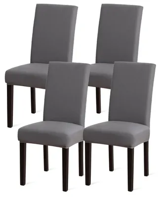 Produktbild von Stuhlhussen 4er Set Grau Stretch Elasthan Waschbar für Esszimmerküche Bankett