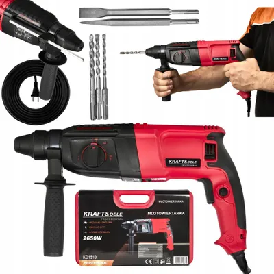 Zdjęcie produktu dla Młot Udarowy 2650W 230V SDS-PLUS 1300 RPM 5500/min Uderzeń 3w1 Kraft&Dele