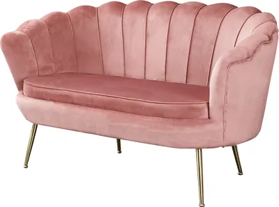 Produktbild von SalesFever Muschel-Sofa | Bezug Samt-Stoff | Gestell Metall goldfarben | B 136 x T 77 x H 78 cm | rose